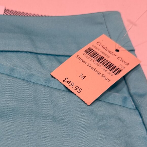 Turquoise Coldwater Creek Sateen Walking Shorts, Sz 14 - Picture 2 of 6